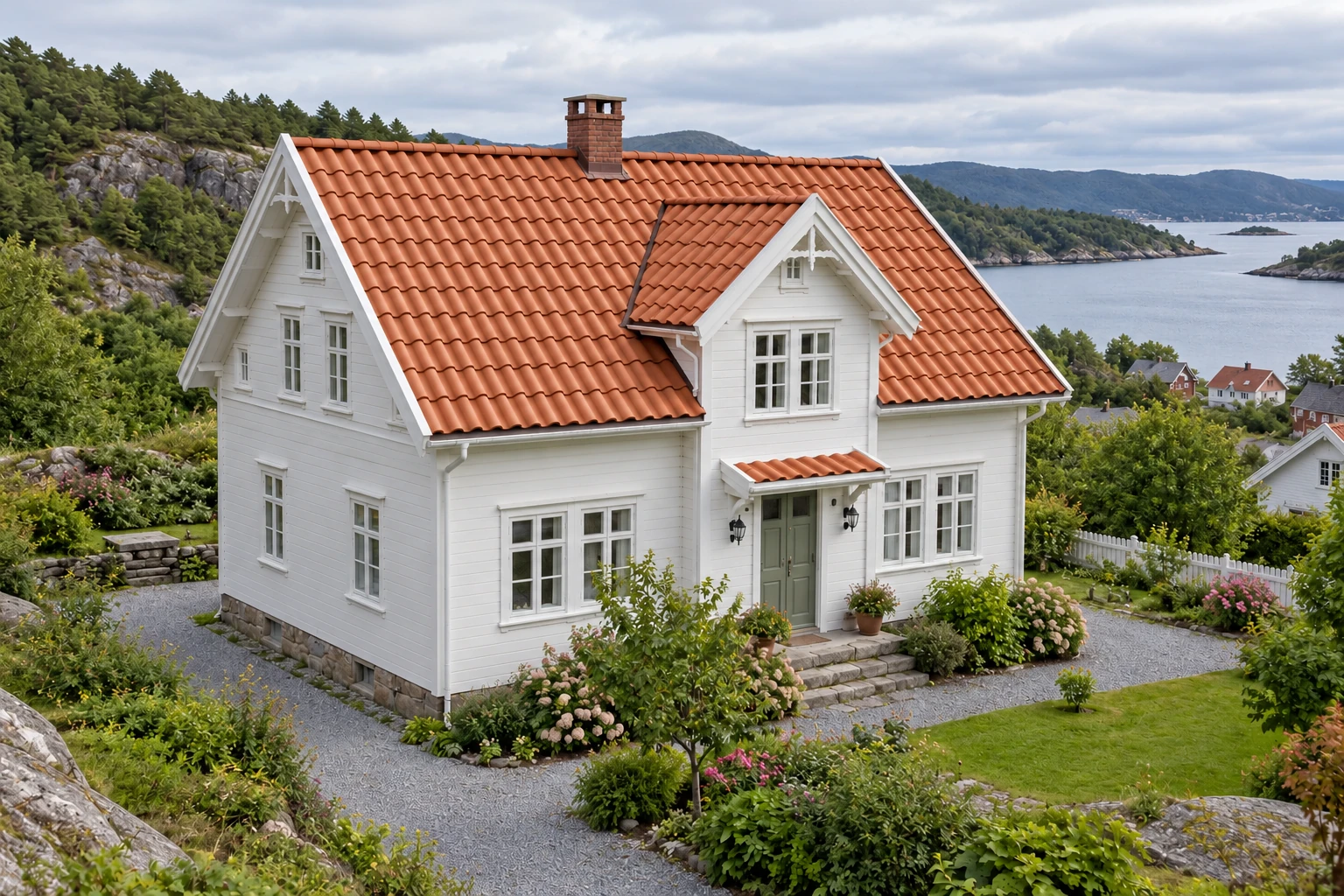 Hus med tegltakstein