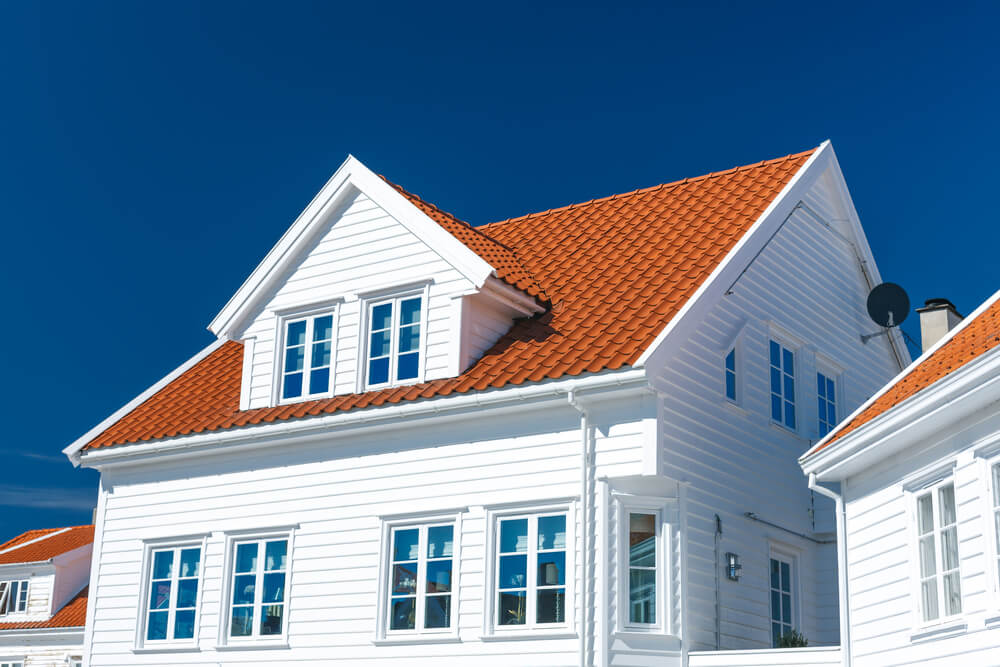 teglsteintak på hus